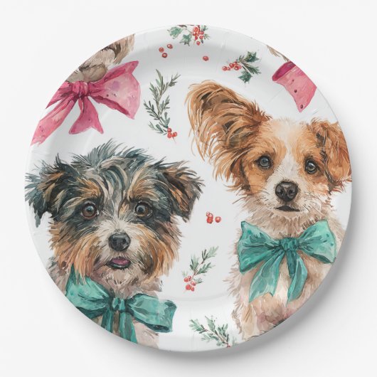 Festive Christmas Dogs Paper Plates Pappteller (Vorderseite)