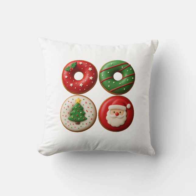 Festive Christmas Donuts – Throw Pillow Kissen (Vorderseite)