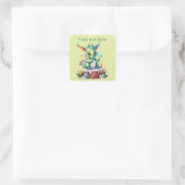 festive Christmas dragon Birthday cake add text  Quadratischer Aufkleber (Tasche)