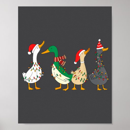 Festive Christmas Ducks Decorative Xmas Lights San Poster (Vorne)