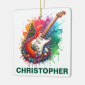Festive Christmas Electric Guitar Custom Name Keramikornament (Links)