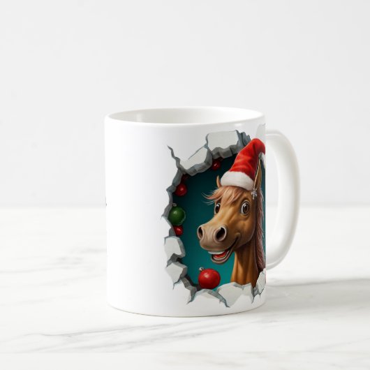 Festive Christmas Featuring Cheerful Horse Design Kaffeetasse (VorderseiteRechts)