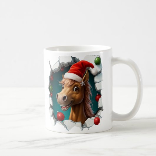 Festive Christmas Featuring Cheerful Horse Design Kaffeetasse (Rechts)