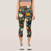 Festive Christmas Floral | Holiday Botanical Capri Leggings (Vorderseite)