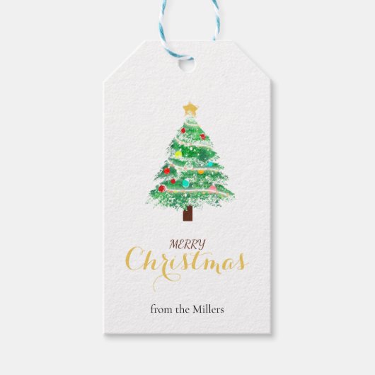 Festive Christmas Gift Tag with Christmas Tree Geschenkanhänger (Vorderseite)