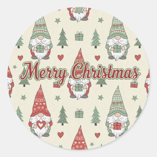 Festive Christmas Gnome Pattern Sticker (Vorderseite)