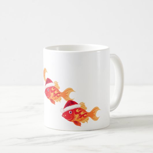 Festive Christmas Goldfish – Cute Holiday Fish Kaffeetasse (VorderseiteRechts)