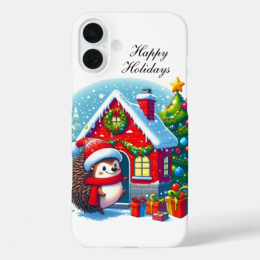 Festive Christmas Hedgehog customizable Case-Mate iPhone Hülle (Rückseite)