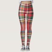 Festive Christmas Holiday Plaid Rustic Red Leggings (Vorderseite)