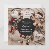 festive Christmas holiday Pregnancy Announcement Einladung (Vorderseite)