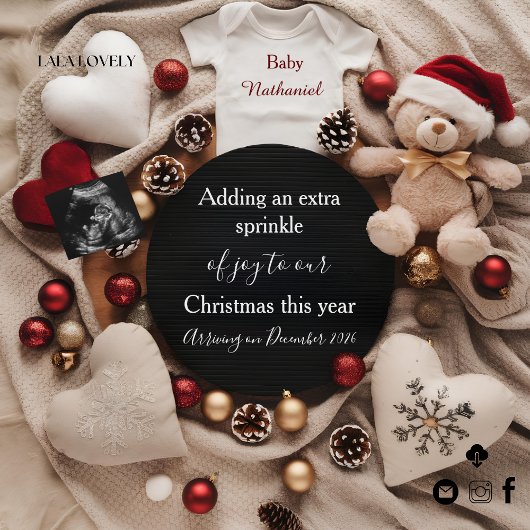 festive Christmas holiday Pregnancy Announcement Einladung