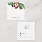 FESTIVE CHRISTMAS HOLLY BERRY STUD EARRING DISPLAY QUADRATISCHE VISITENKARTE (Vorne/Hinten)