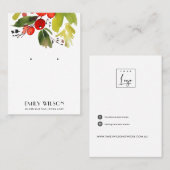FESTIVE CHRISTMAS HOLLY BERRY STUD EARRING DISPLAY VISITENKARTE (Vorne/Hinten)