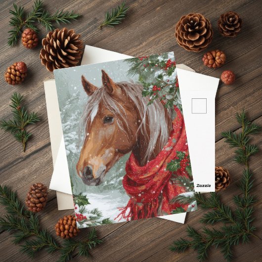 Festive Christmas Horse Greeting Postcard Postkarte
