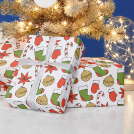 Festive Christmas Icons Wrapping Paper Geschenkpapier
