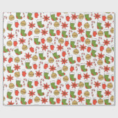 Festive Christmas Icons Wrapping Paper Geschenkpapier (Flach)
