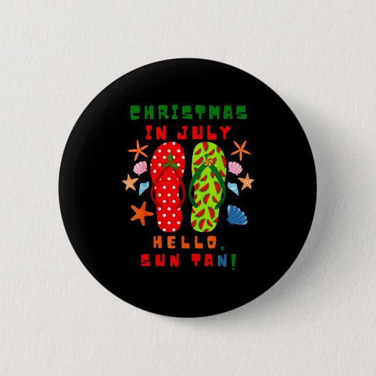 Festive Christmas In July Flip Flop Summer Beach F Button (Vorderseite)