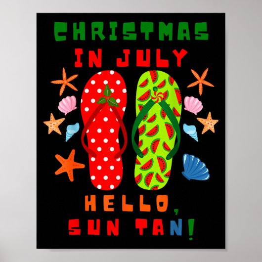 Festive Christmas In July Flip Flop Summer Beach F Poster (Vorne)