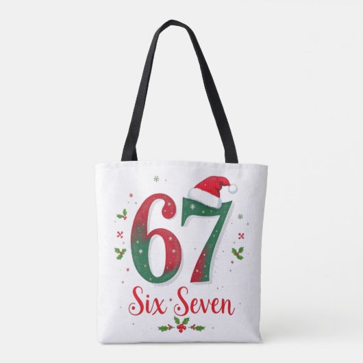 Festive Christmas Meme Six Seven 67 6 7 Holiday Tasche (Rückseite)