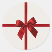 FESTIVE CHRISTMAS modern gift red ribbon bow Runder Aufkleber (Vorderseite)