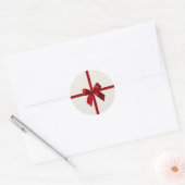 FESTIVE CHRISTMAS modern gift red ribbon bow Runder Aufkleber (Umschlag)