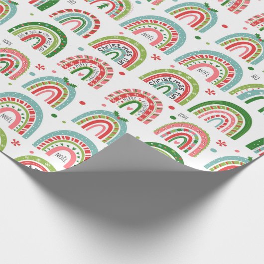 Festive Christmas Modern Rainbow Pattern Geschenkpapier (Ecke)