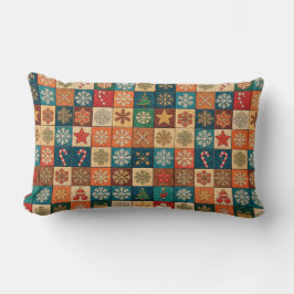 Festive Christmas Mosaic Pattern With Snowflakes Lendenkissen