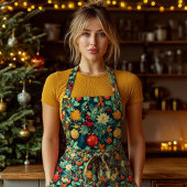 Festive Christmas Ornaments and Foliage Pattern Schürze