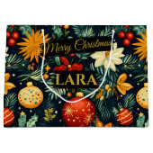 Festive Christmas Ornaments with Name Area Große Geschenktüte (Vorderseite)