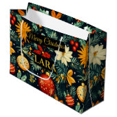 Festive Christmas Ornaments with Name Area Große Geschenktüte (Vorderseite Schrägansicht)