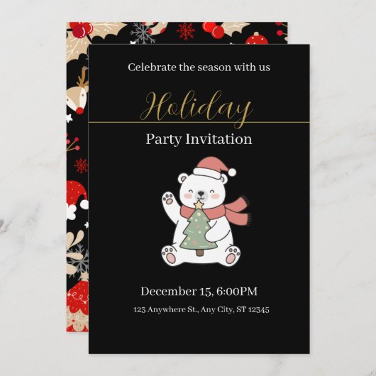 Festive Christmas Party Invitation Einladung (Vorne/Hinten)