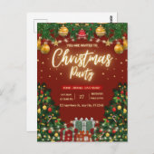 Festive Christmas Party Invitation Postkarte (Vorne/Hinten)