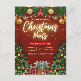 Festive Christmas Party Invitation Postkarte