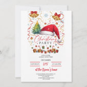 Festive Christmas Party Invitation Red Santa Hat Einladung (Vorderseite)