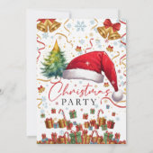 Festive Christmas Party Invitation Red Santa Hat Einladung (Rückseite)