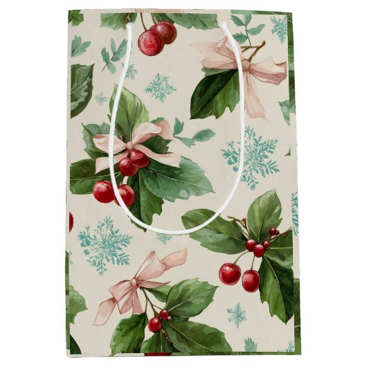 Festive Christmas Pattern Gift Bag Mittlere Geschenktüte (Vorderseite)