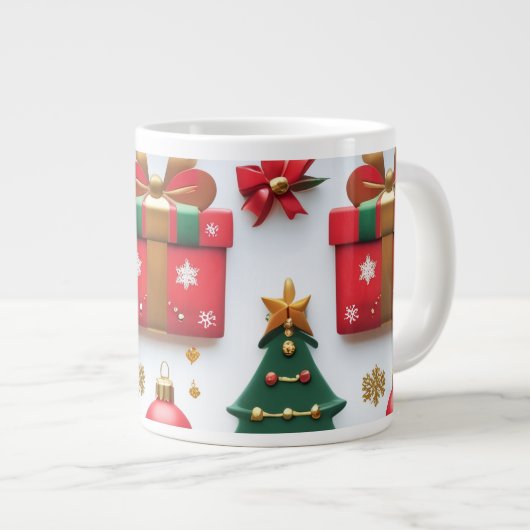 Festive Christmas Pattern Jumbo-Tasse (Vorderseite Rechts)