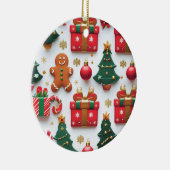Festive Christmas Pattern Keramik Ornament (Rechts)