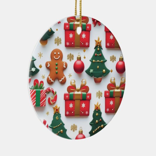 Festive Christmas Pattern Keramik Ornament (Rechts)
