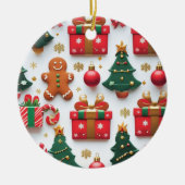 Festive Christmas Pattern Keramik Ornament (Vorne)