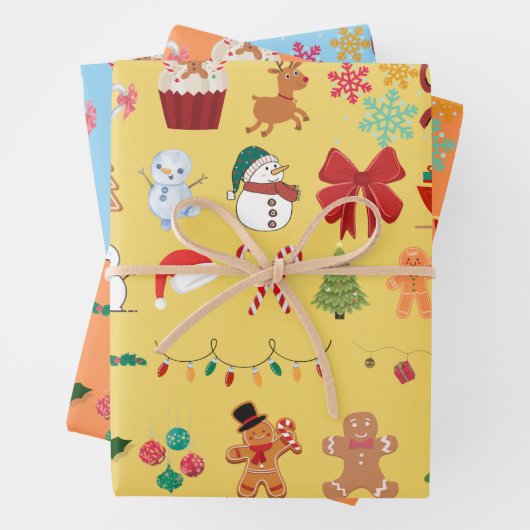Festive Christmas Pattern Wrapping Paper Geschenkpapier Set (Beispiel)