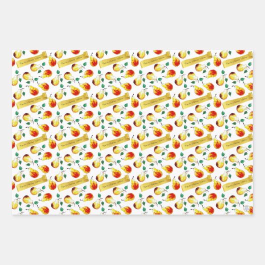 Festive Christmas Pears Personalized Boho Kitchen Geschenkpapier Set (Vorderseite 3)