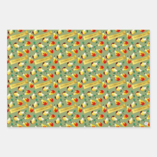 Festive Christmas Pears Personalized Boho Kitchen Geschenkpapier Set (Vorderseite)