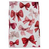 Festive Christmas Pink & Red Bows Gift Bag Mittlere Geschenktüte (Vorderseite)