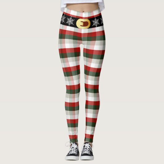 Festive Christmas | Plaid & Snowflake Belt Leggings (Vorderseite)