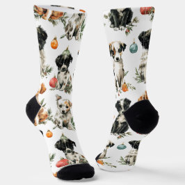 Festive Christmas Puppy Socks for Family Socken