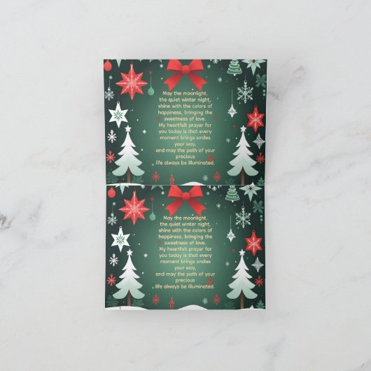 Festive Christmas Red Bow, Snowflakes & Winter  Dankeskarte (Innenseite)