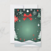 Festive Christmas Red Bow, Snowflakes & Winter Karte (Rückseite)