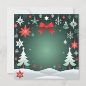 Festive Christmas Red Bow, Snowflakes & Winter  Karte (Rückseite)