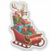 Festive Christmas Reindeer Sticker (Vorderseite)
